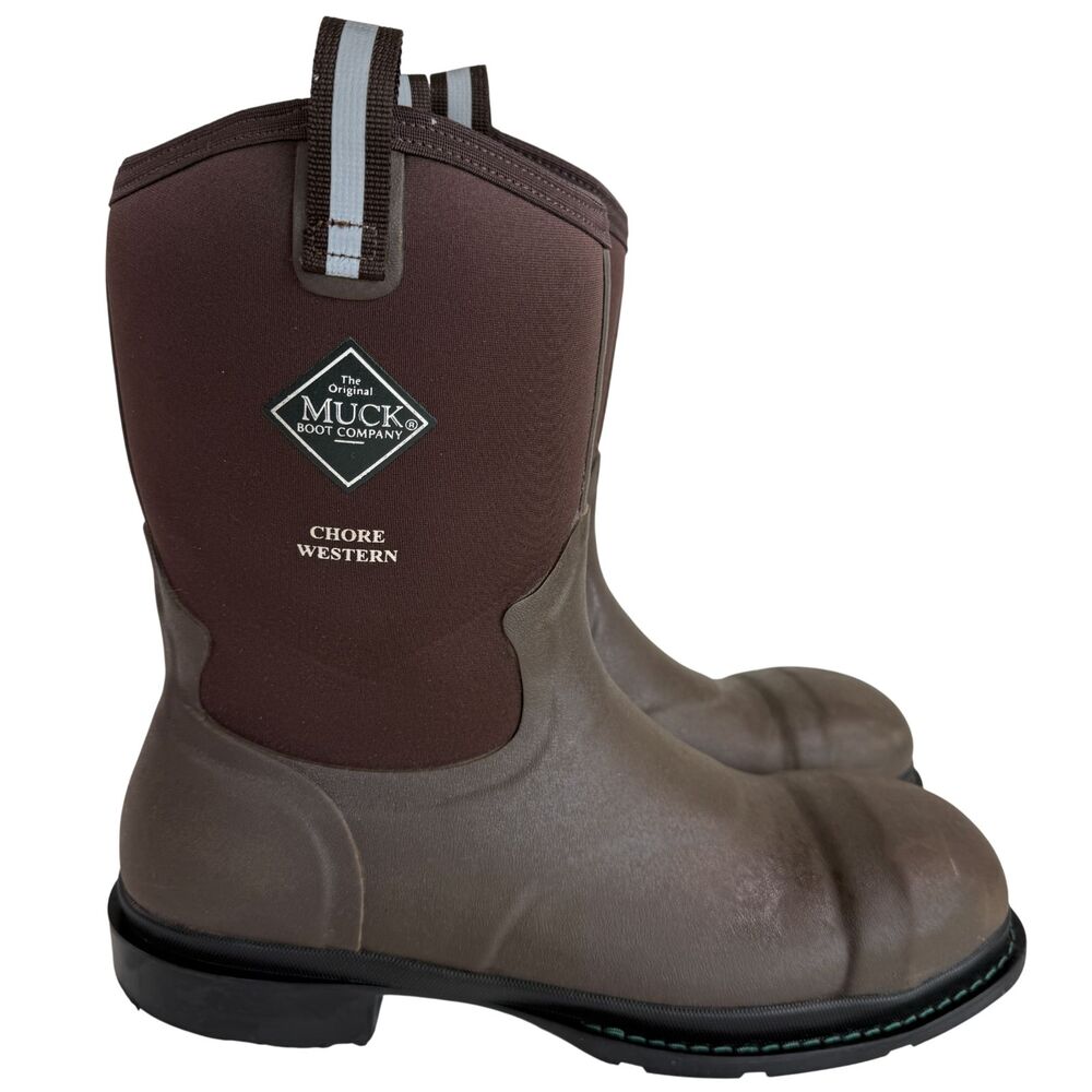 Muck Boot Company Men's Chore Western Alloy Toe Work Brown Boot MCHWM91 Size 11M